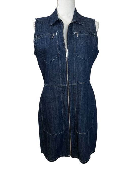 Calvin Klein Dresses & Skirts - Calvin Klein Sleeveless Dark Blue Cotton Denim Zip-Front Dress. Size M